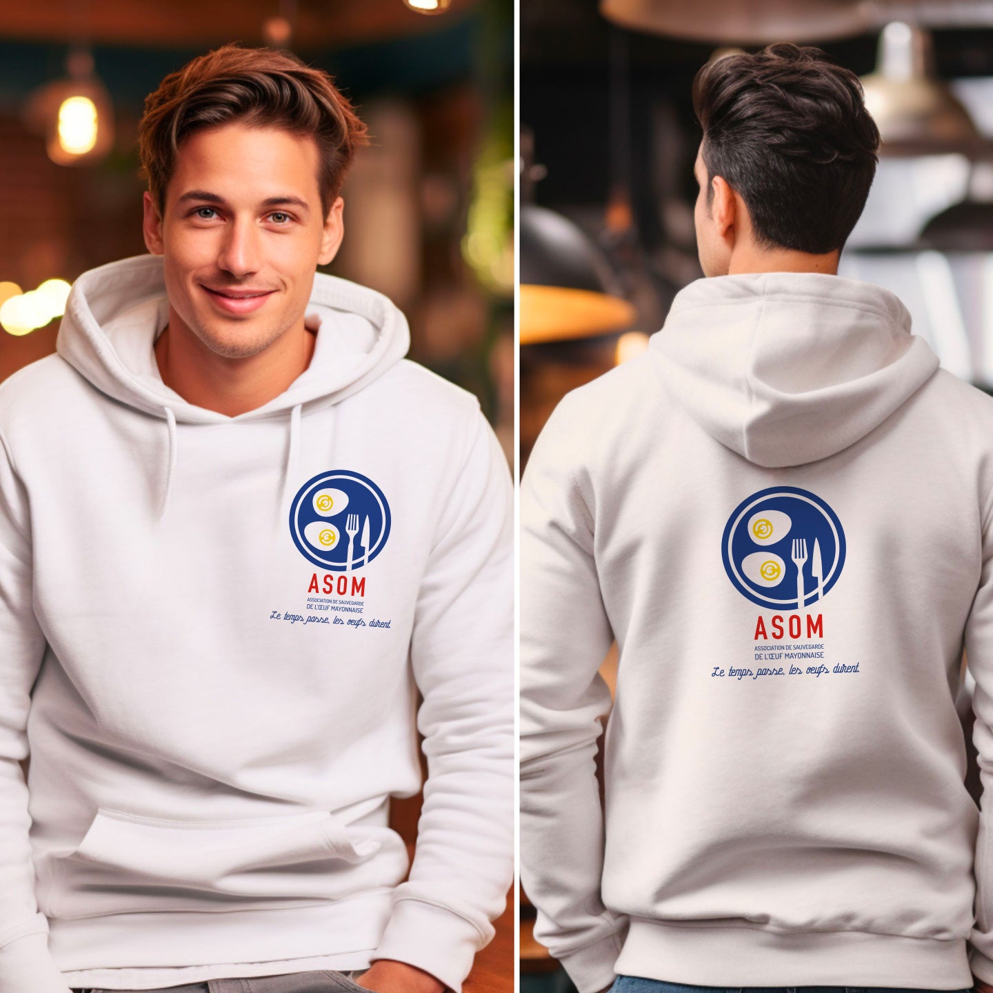Hoodie blanc ASOM R°/V°